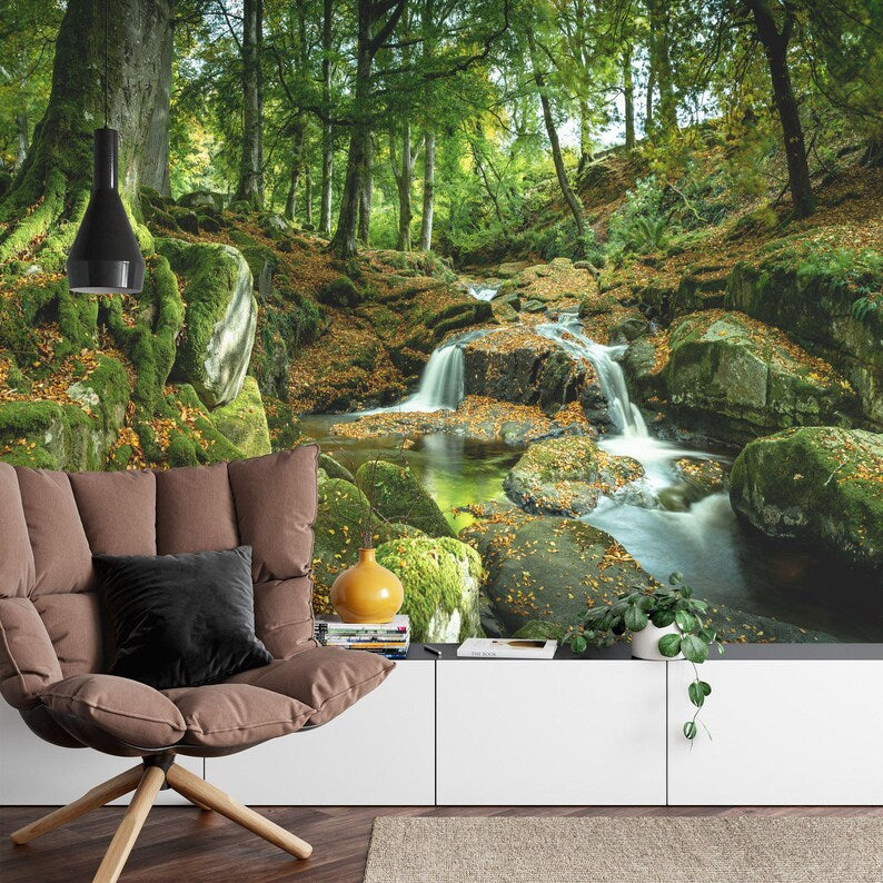 Golitha Falls River Mural, Peel and Stick Wallpaper