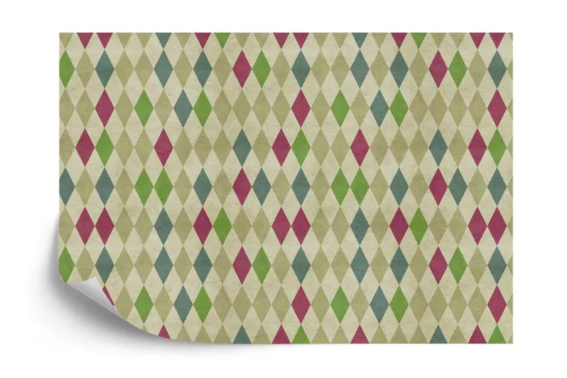 70s Geometric Wallpaper Mural: Retro Diamond Pattern