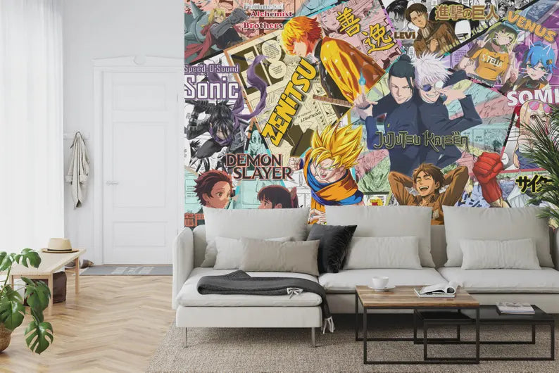 panoramic wall mural wallpaper presenting the complete artwork layout designed for large interior wall spaces wall decor wa