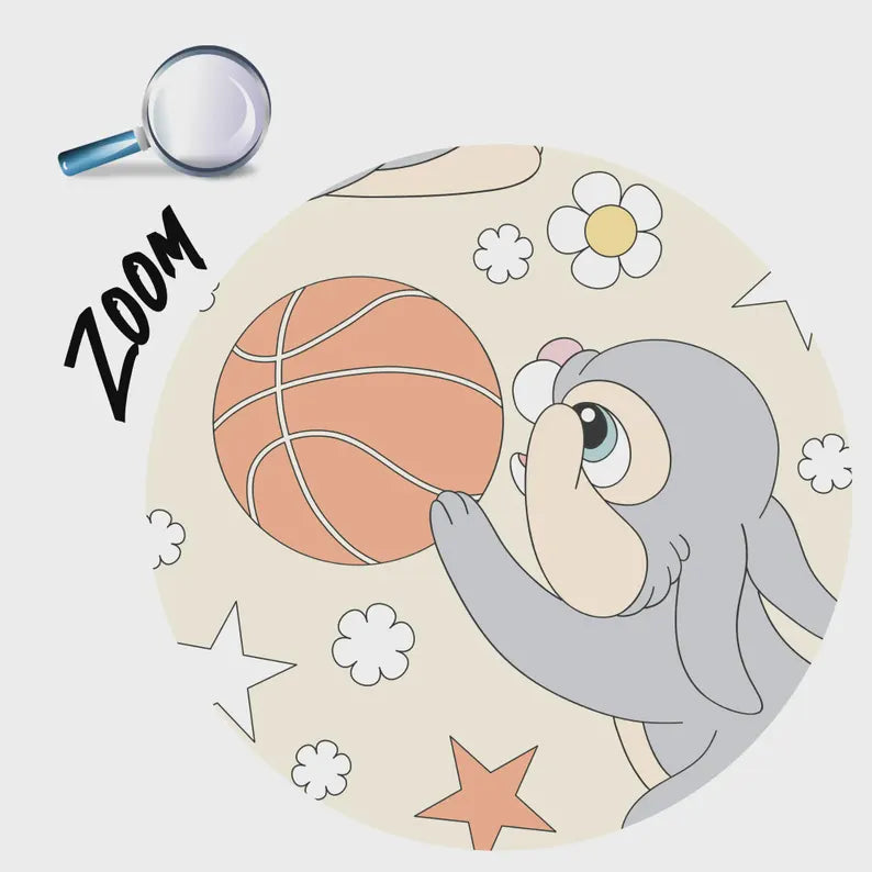 Bunny Play Basketball Nursery Wallpaper Mural