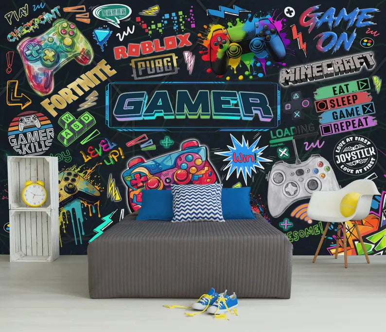 Gaming Room Wallpaper Mural Kids Room Decor