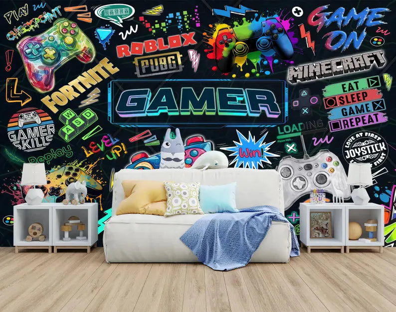 Gaming Room Wallpaper Mural Kids Room Decor