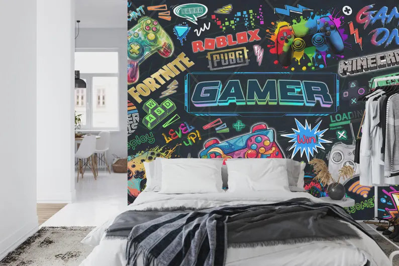 Gaming Room Wallpaper Mural Kids Room Decor