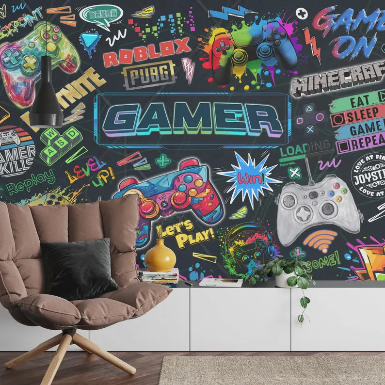 Gaming Room Wallpaper Mural Kids Room Decor