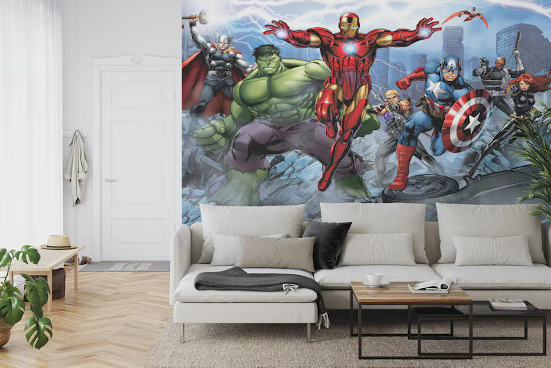 Superheros Kids Boys Children Room Wallpaper Mural