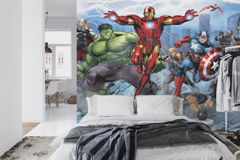 Superheros Kids Boys Children Room Wallpaper Mural
