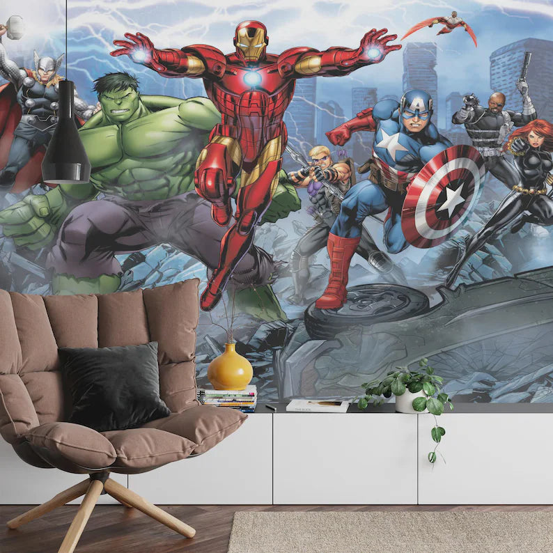 Superheros Kids Boys Children Room Wallpaper Mural