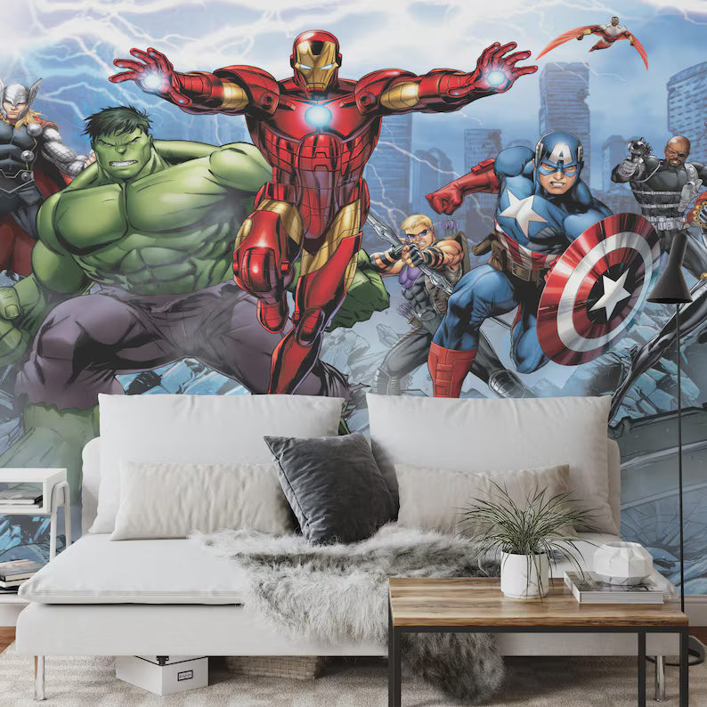 Superheros Kids Boys Children Room Wallpaper Mural