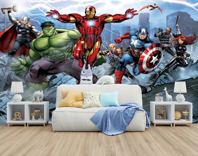 Superheros Kids Boys Children Room Wallpaper Mural