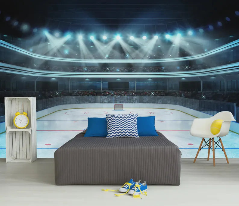 Hockey Arena Wall Mural, Boys Room