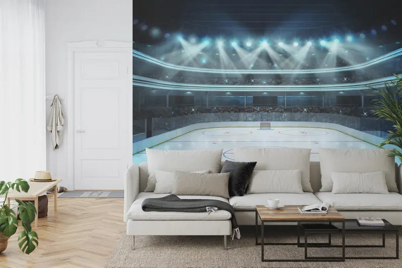 Hockey Arena Wall Mural, Boys Room