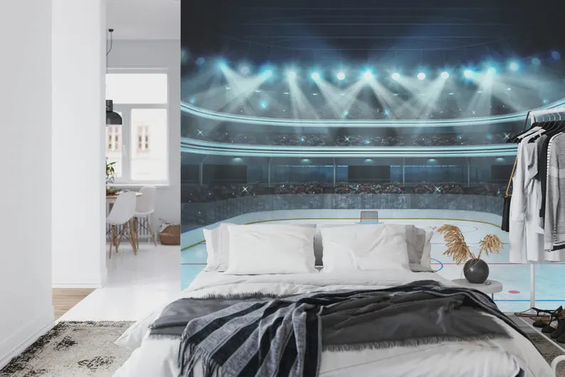 Hockey Arena Wall Mural, Boys Room