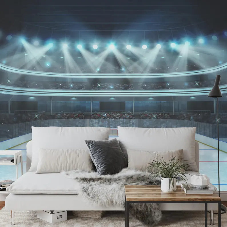 Hockey Arena Wall Mural, Boys Room