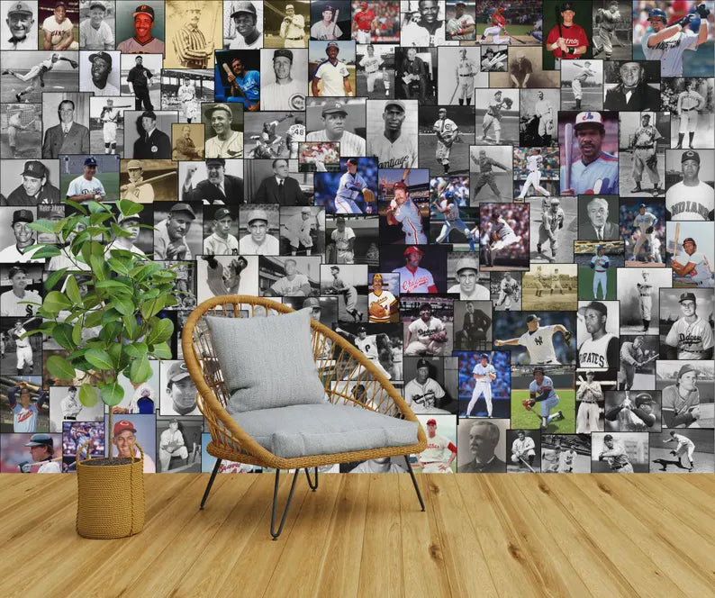 Baseball Legends Hall of Fame Wallpaper Mural, Kids Room