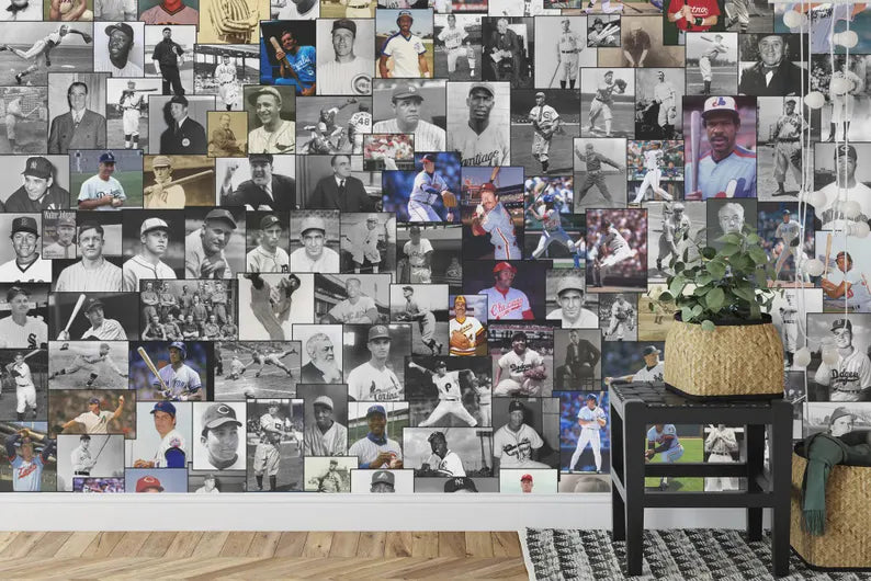 Baseball Legends Hall of Fame Wallpaper Mural, Kids Room