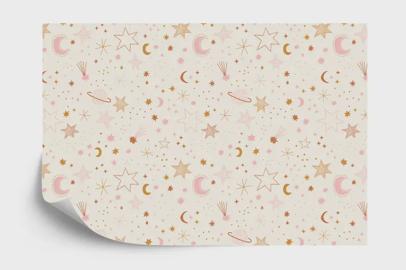 Celestial Moon Astrology Light Nursery Wallpaper Mural