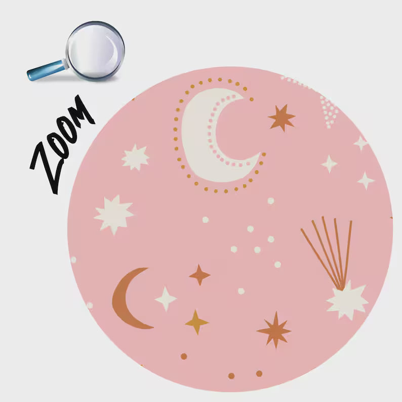 Celestial Moon Astrology Pink Nursery Wallpaper Mural
