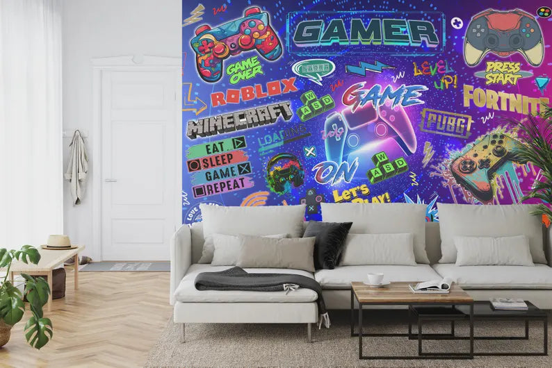 Gaming Room Wallpaper Mural Kids Room Decor