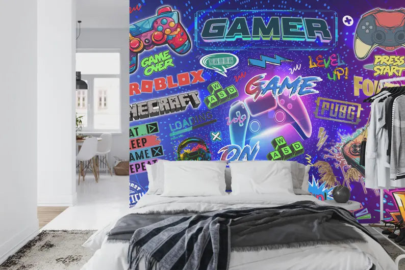 Gaming Room Wallpaper Mural Kids Room Decor