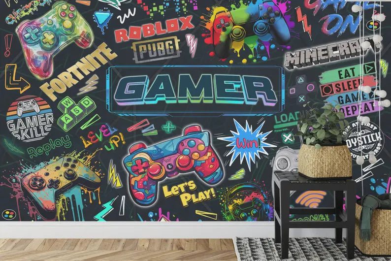 Gaming Room Wallpaper Mural Kids Room Decor
