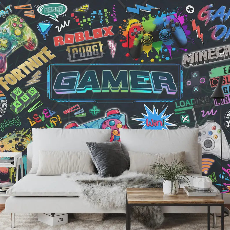 Gaming Room Wallpaper Mural Kids Room Decor