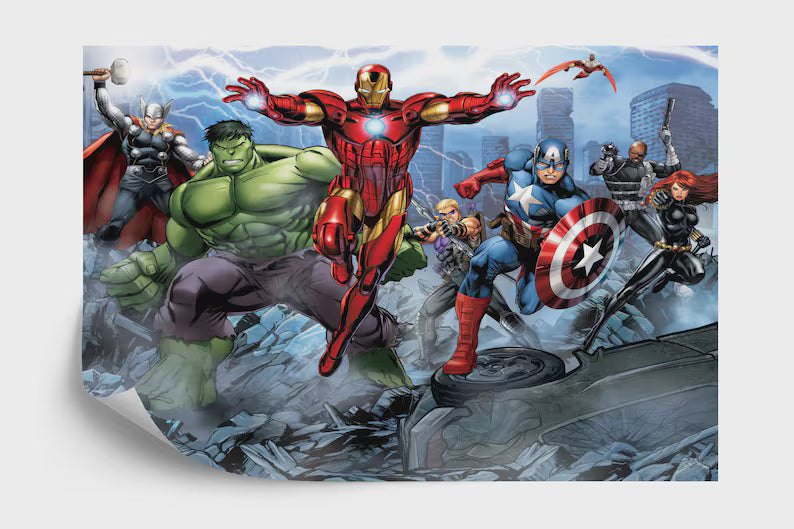 Superheros Kids Boys Children Room Wallpaper Mural