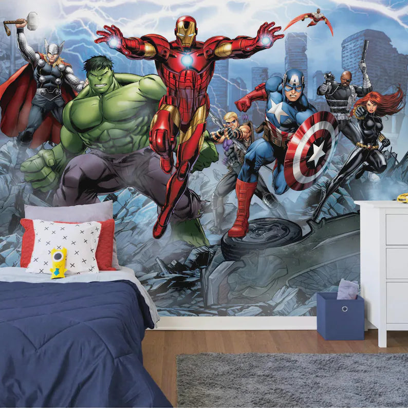 Superheros Kids Boys Children Room Wallpaper Mural