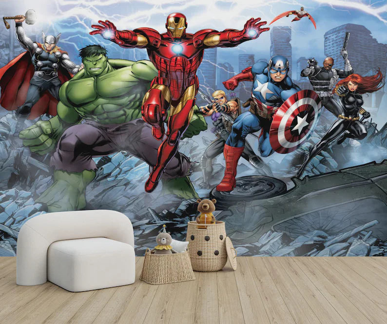 Superheros Kids Boys Children Room Wallpaper Mural