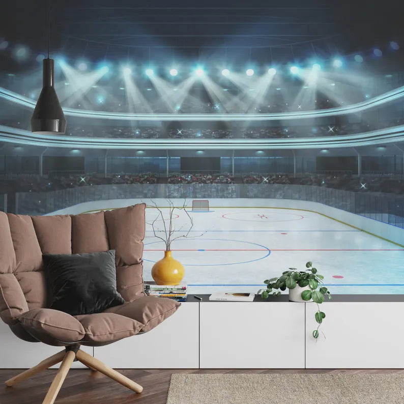 Hockey Arena Wall Mural, Boys Room