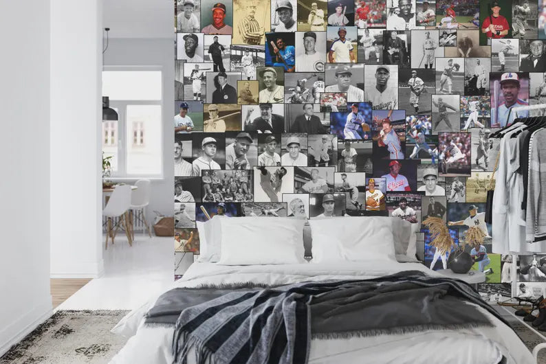 Baseball Legends Hall of Fame Wallpaper Mural, Kids Room