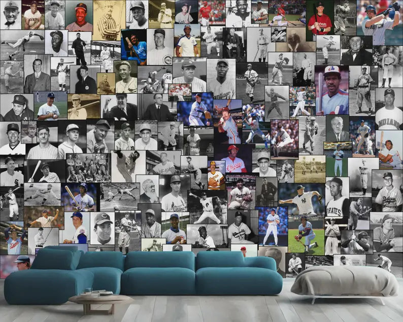 Baseball Legends Hall of Fame Wallpaper Mural, Kids Room