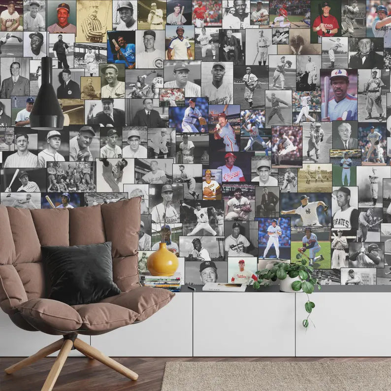 Baseball Legends Hall of Fame Wallpaper Mural, Kids Room