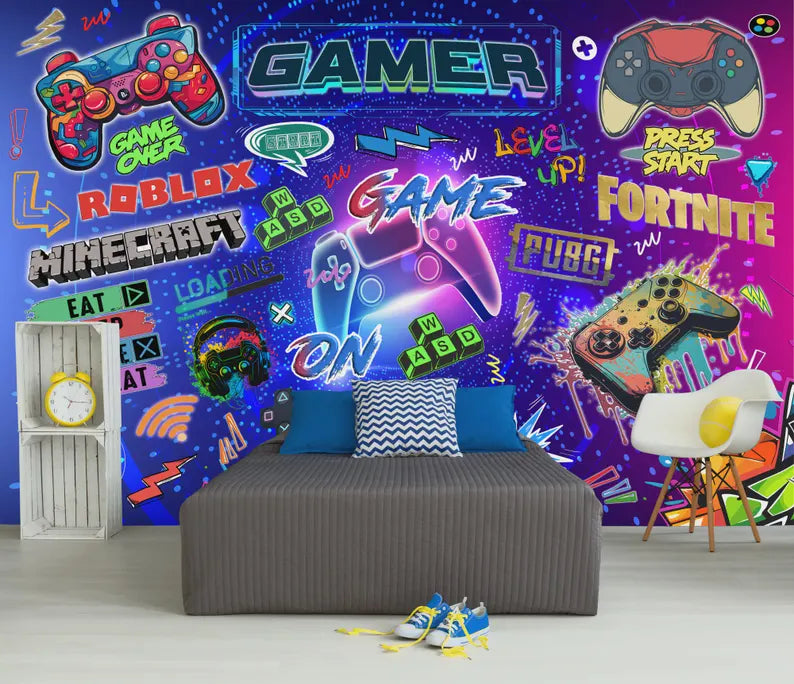 Gaming Room Wallpaper Mural Kids Room Decor
