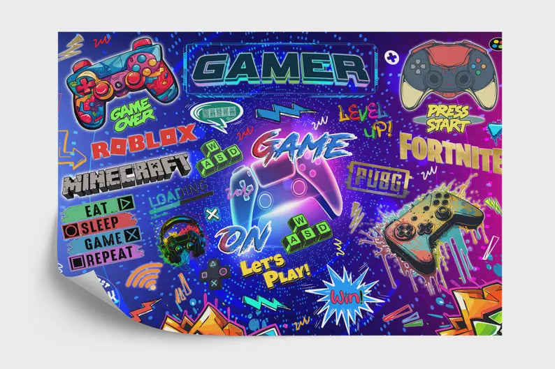 Gaming Room Wallpaper Mural Kids Room Decor