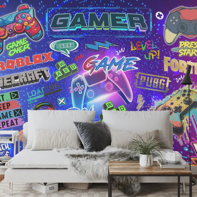 Gaming Room Wallpaper Mural Kids Room Decor
