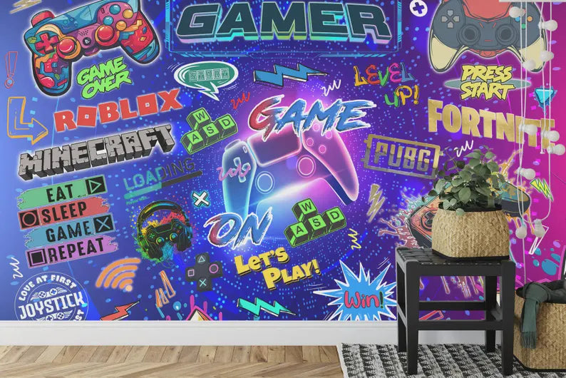 Gaming Room Wallpaper Mural Kids Room Decor
