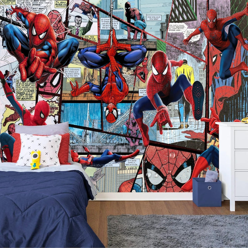 Superhero Comic Wallpaper Mural, Kids Room Decor