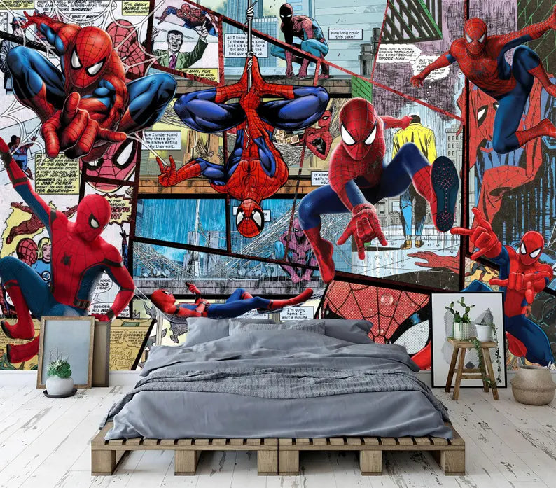Superhero Comic Wallpaper Mural, Kids Room Decor