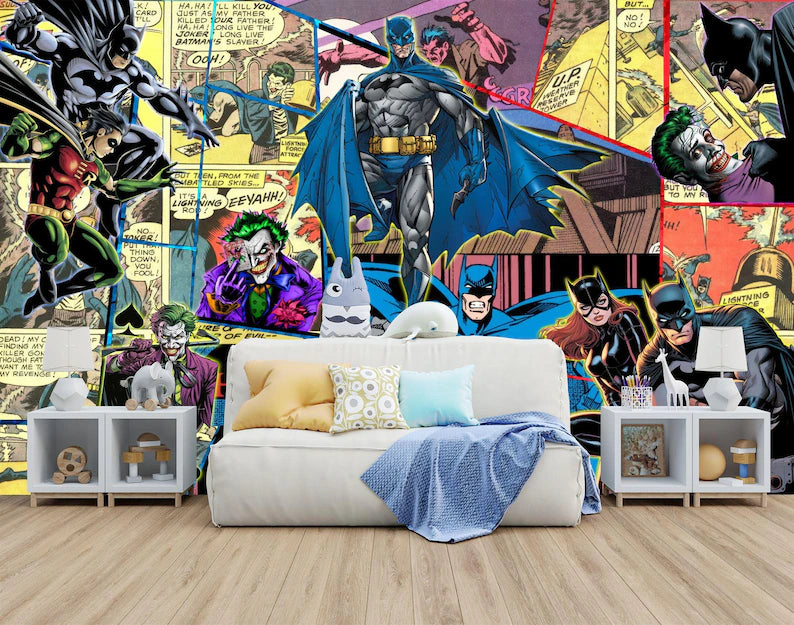 Superhero Comic Wallpaper Mural, Kids Room Decor