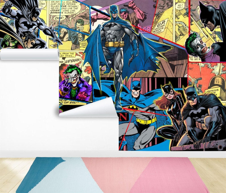 Superhero Comic Wallpaper Mural, Kids Room Decor