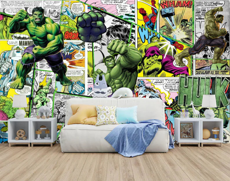 Superhero Comic Wallpaper Mural, Kids Room Decor