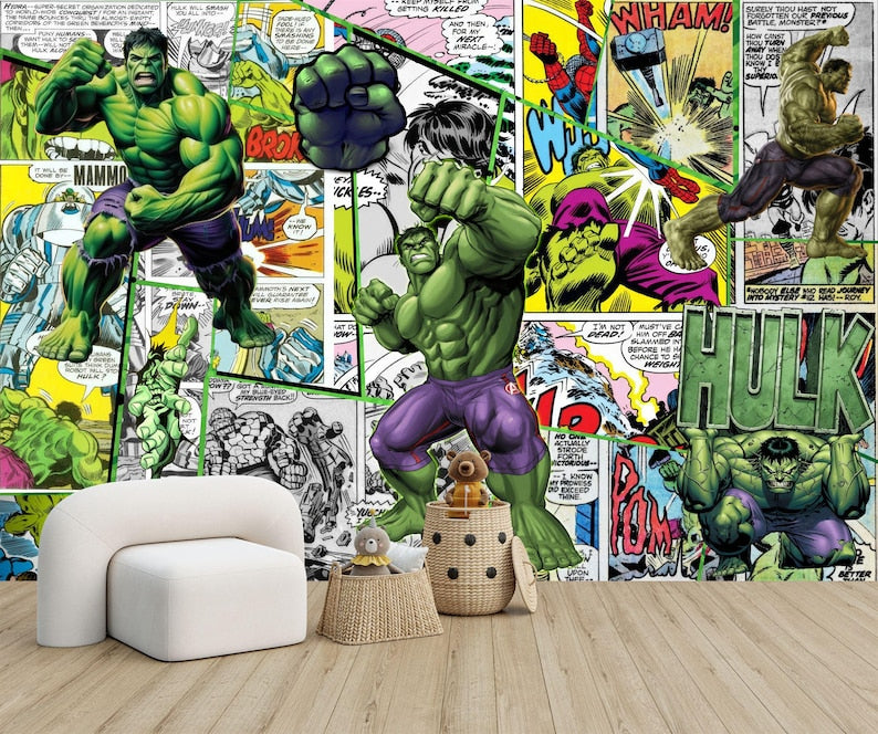 Superhero Comic Wallpaper Mural, Kids Room Decor