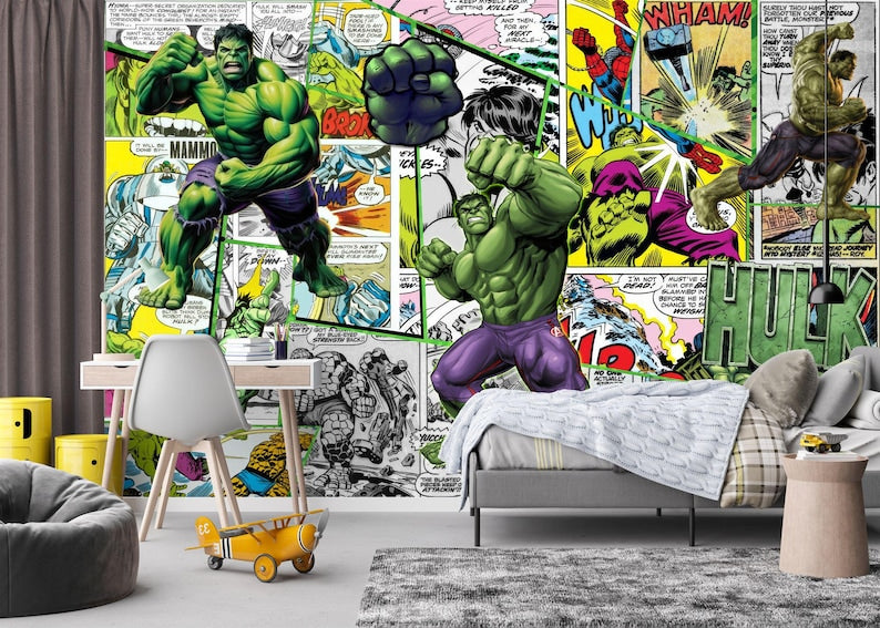 Superhero Comic Wallpaper Mural, Kids Room Decor