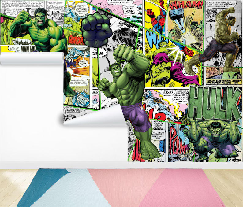 Superhero Comic Wallpaper Mural, Kids Room Decor