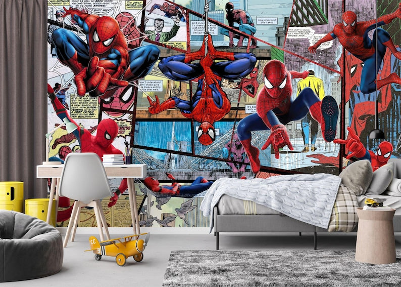 Superhero Comic Wallpaper Mural, Kids Room Decor