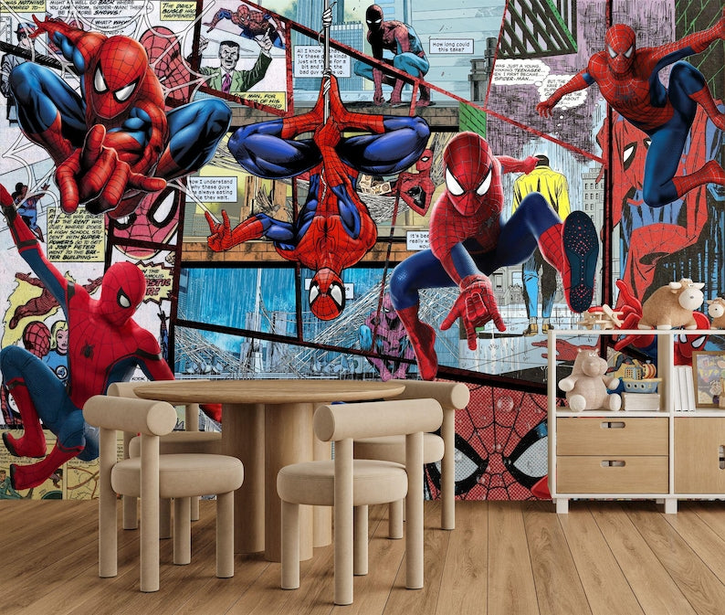 Superhero Comic Wallpaper Mural, Kids Room Decor
