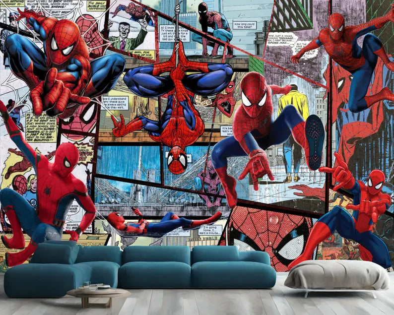 Superhero Comic Wallpaper Mural, Kids Room Decor