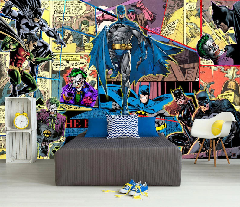 Superhero Comic Wallpaper Mural, Kids Room Decor