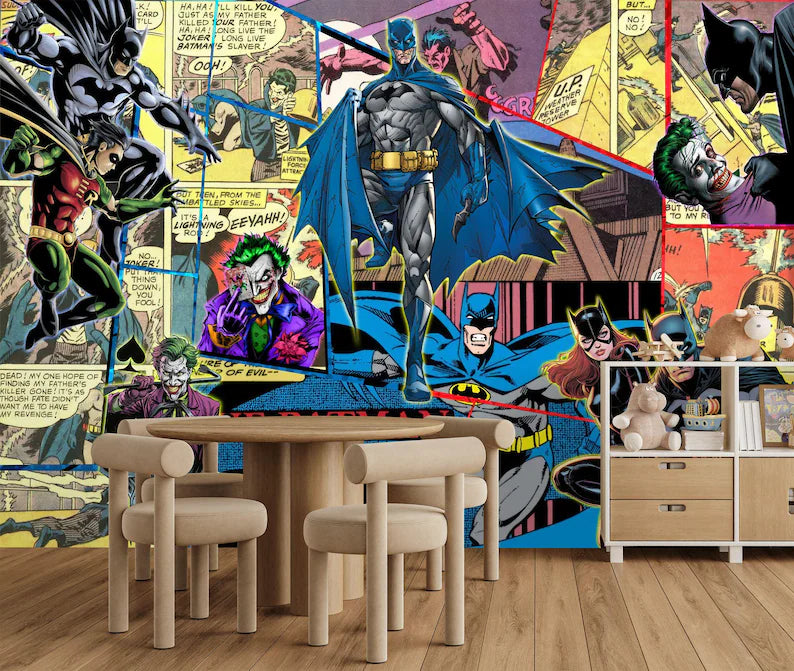 Superhero Comic Wallpaper Mural, Kids Room Decor