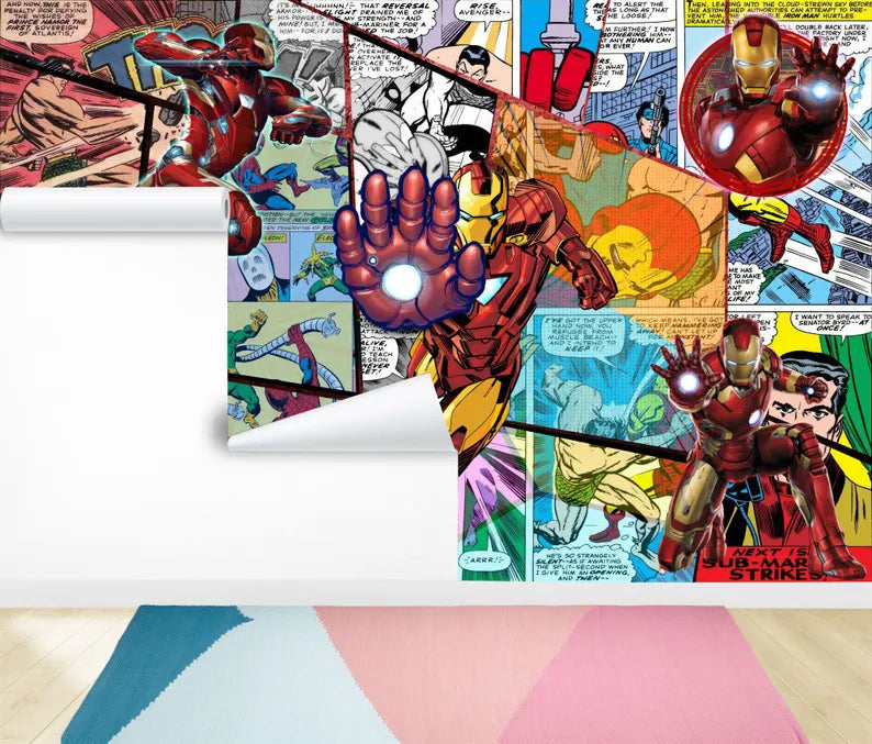 Superhero Comic Wallpaper Mural, Kids Room Decor